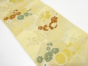 アンティーク　亀甲に菊・牡丹・古典柄織り出し袋帯（材料）